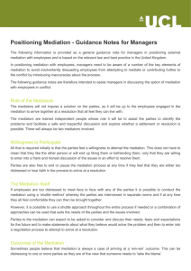 Positioning Mediation - Guidance Notes for Managers