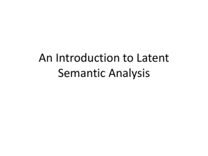 Lecture 5: Latent Semantic Analysis