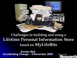 MyLifeBits: Personal archive issues Imaging Sci. & Tech. Conf. San