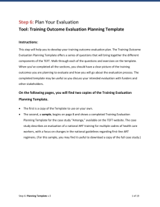 Training Outcome Evaluation Planning Template: Amanga - I-Tech