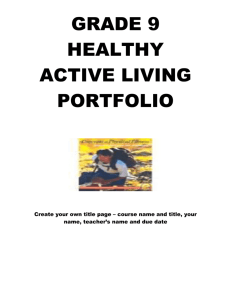 GRADE 9 HEALTHY ACTIVE LIVING PORTFOLIO