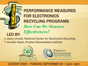 PERFORMANCE MEASURES FOR ELECTRONICS RECYCLING