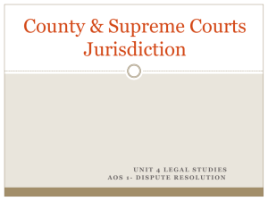 Intro to the courts & Magistrates' Court Jurisdiction