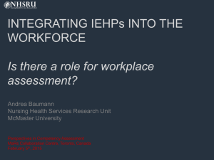 Integrating IEHPs Into the Workforce – Is there a role for assessment?