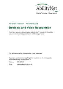 Dyslexia and Voice Recognition Final Nov 2015