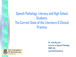 Speech Pathology, Literacy and High School Students