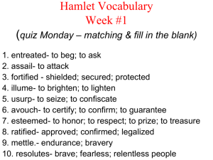 Hamlet Vocabulary Week