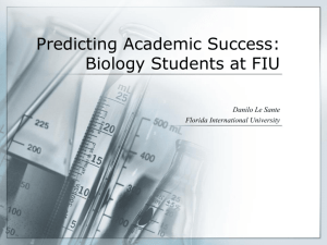 Predictors of Success: Biological Sciences