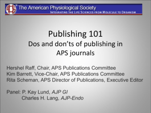 Publishing 101 - American Physiological Society