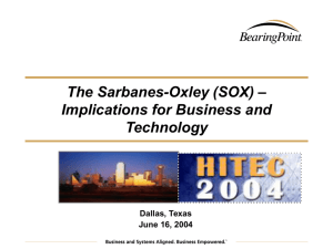 The Sarbanes-Oxley (SOX) – Implications for