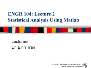 BE 542: Lecture 2 Statistical Analysis
