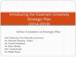 Introducing the Covenant University Strategic Plan(2014