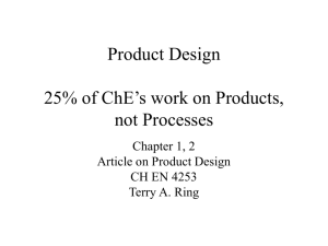 Product Design - Department of Chemical Engineering