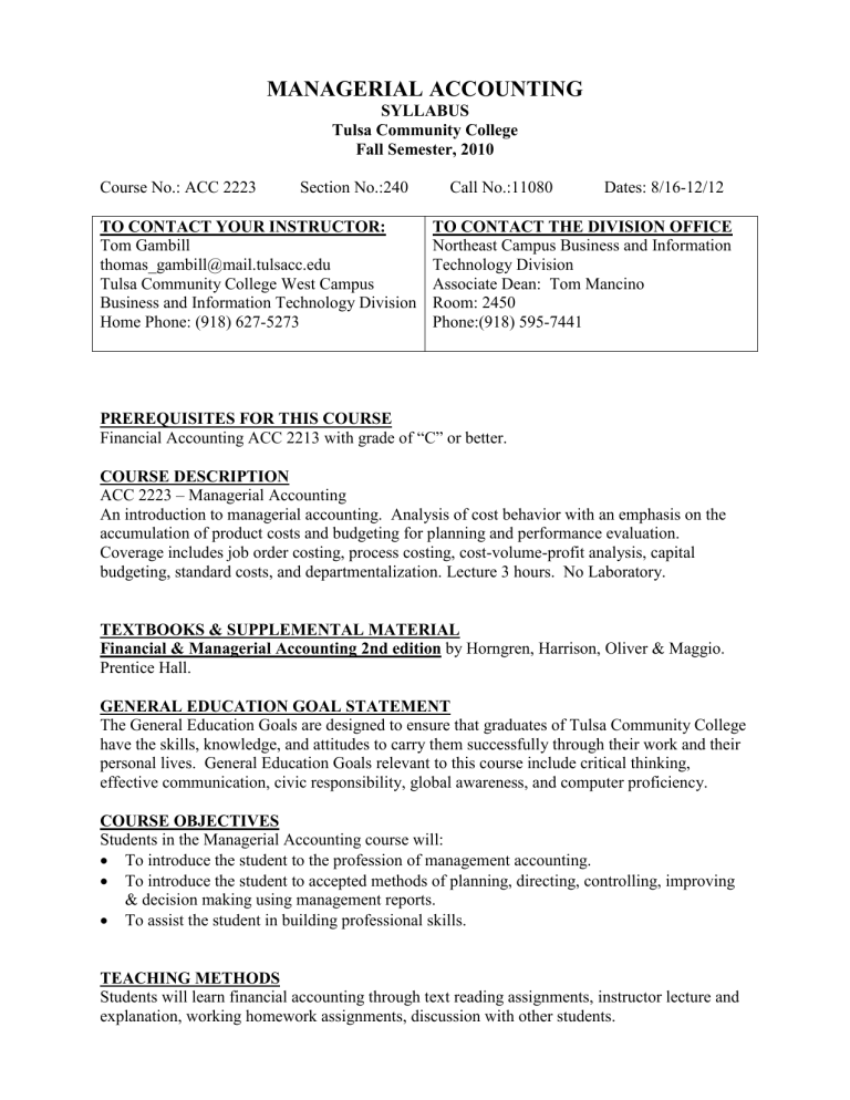 INTERMEDIATE ACCOUNTING I