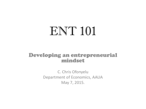 ENT 101 - Centre for Entrepreneurship Development, AAUA