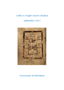 Celtic & Anglo-Saxon Studies September 2013 University of