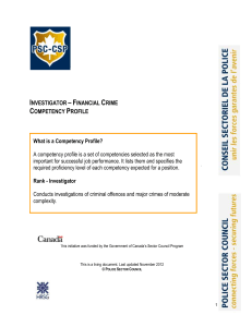 Investigator – Financial Crime Competency Profile What is a