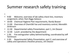 Summer Research Safety Training - Department of Chemistry and