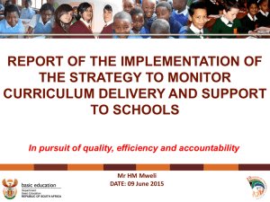 Report of Implementation of Strategy to Monitor Curriculum Delivery