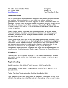 PSC 2211: State and Urban Politics Spring 2013 Prof. Donald