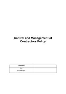 Control and Management of Contractors Policy