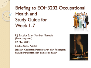 Briefing to Course EOH3202 Occupational Health