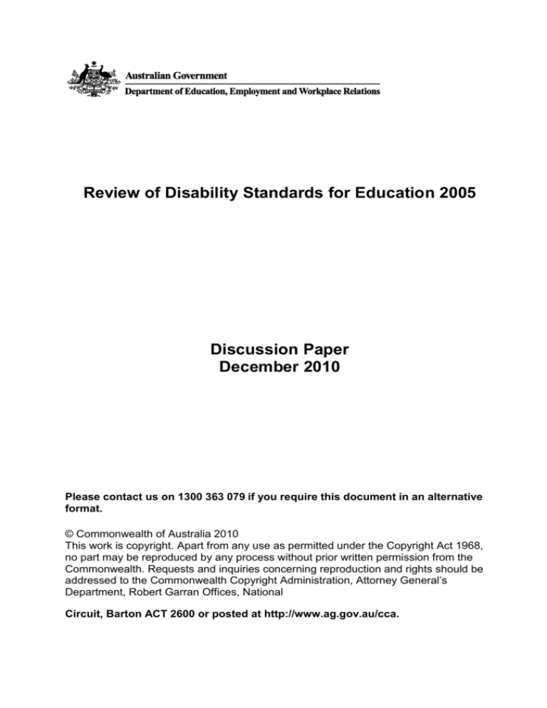 Review Of Disability Standards For Education 2005