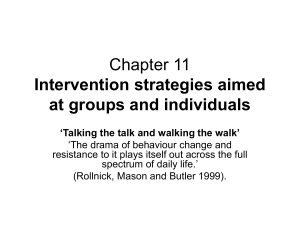 Chapter 11 Intervention strategies aimed at groups and