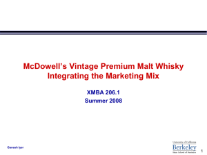 McDowell's Vintage Premium Malt Whisky Integrating the Marketing
