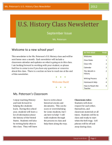 Ms. Peterson*s U.S. History Class Newsletter