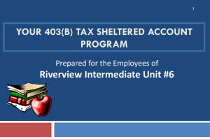 Your 403(b) Tax Sheltered Account Program