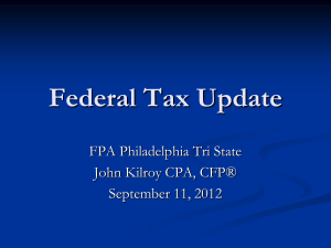 Federal Tax Update - FPA Philadelphia Tri