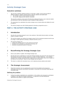 Activity Strategic Case Information Guide