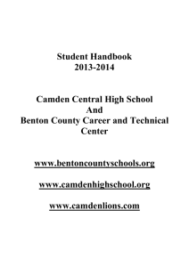 Student Handbook 2013-2014 Camden Central High School And