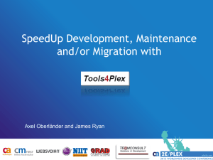 Tools4Plex - CA 2E/Plex Conference