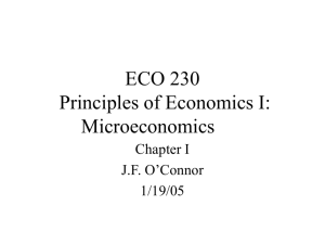 ECO 230 Principles of Economics I: Microeconomics