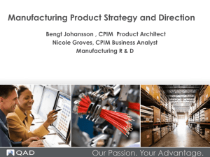 Manufacturing Product Strategy and Direction