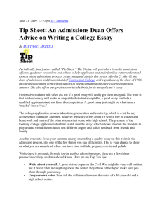 Tip Sheet: An Admissions Dean Offers Advice on Writing a College