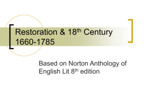 Restoration & 18th Century 1660-1785