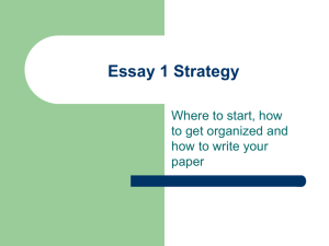 Essay 1 Strategy