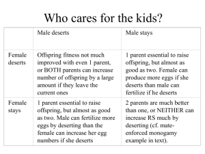 4/17/02 Parental care III: Choosing offspring sex