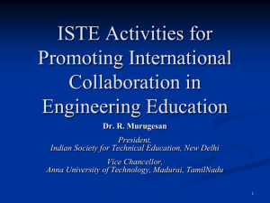ISTE Activities for Promoting International Collaboration in