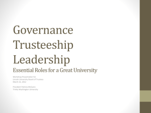 Governance, Trusteeship, Leadership