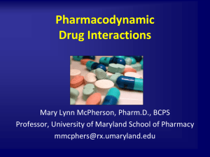 Pharmacodynamic Drug Interactions - University of Maryland School