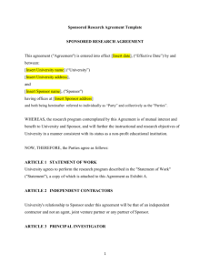 Sponsored Research Agreement Template