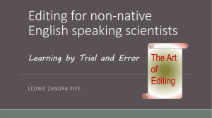 Editing for non-native English speaking scientists Learning by Trial