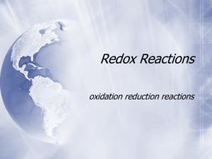Redox Reactions oxidation reduction reactions