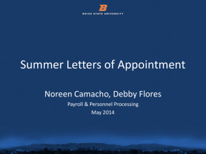 Summer Letters of Appointment - Vice President for Finance and
