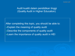 Audit kualiti dalam pendidikan tinggi (Quality Audit in Higher