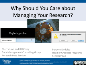 Why Should You Care about Managing Your Research?